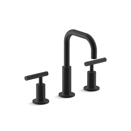 Kohler Widesprd Bathroom Sink Faucet W/ Low Lever Hndls & Low Gooseneck Spout 14406-4-BL